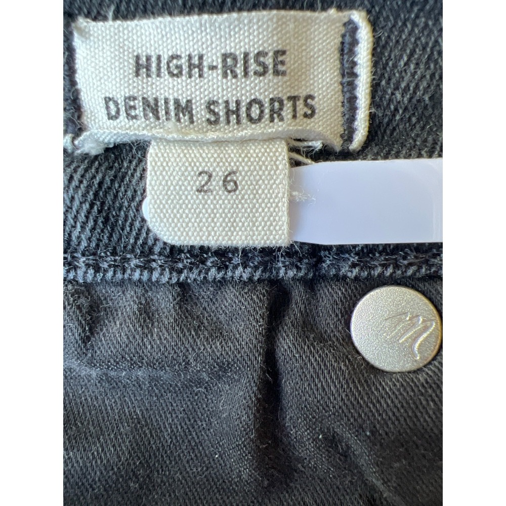 Madewell Shorts Womens 26 Faded Black Denim High Rise Cut Off Stretch Cotton - Picture 8 of 11